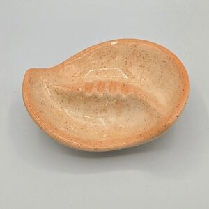 Vintage Mid Century‎ MCM Ashtray Trinket Dish Peach Speckled Ceramic Retro